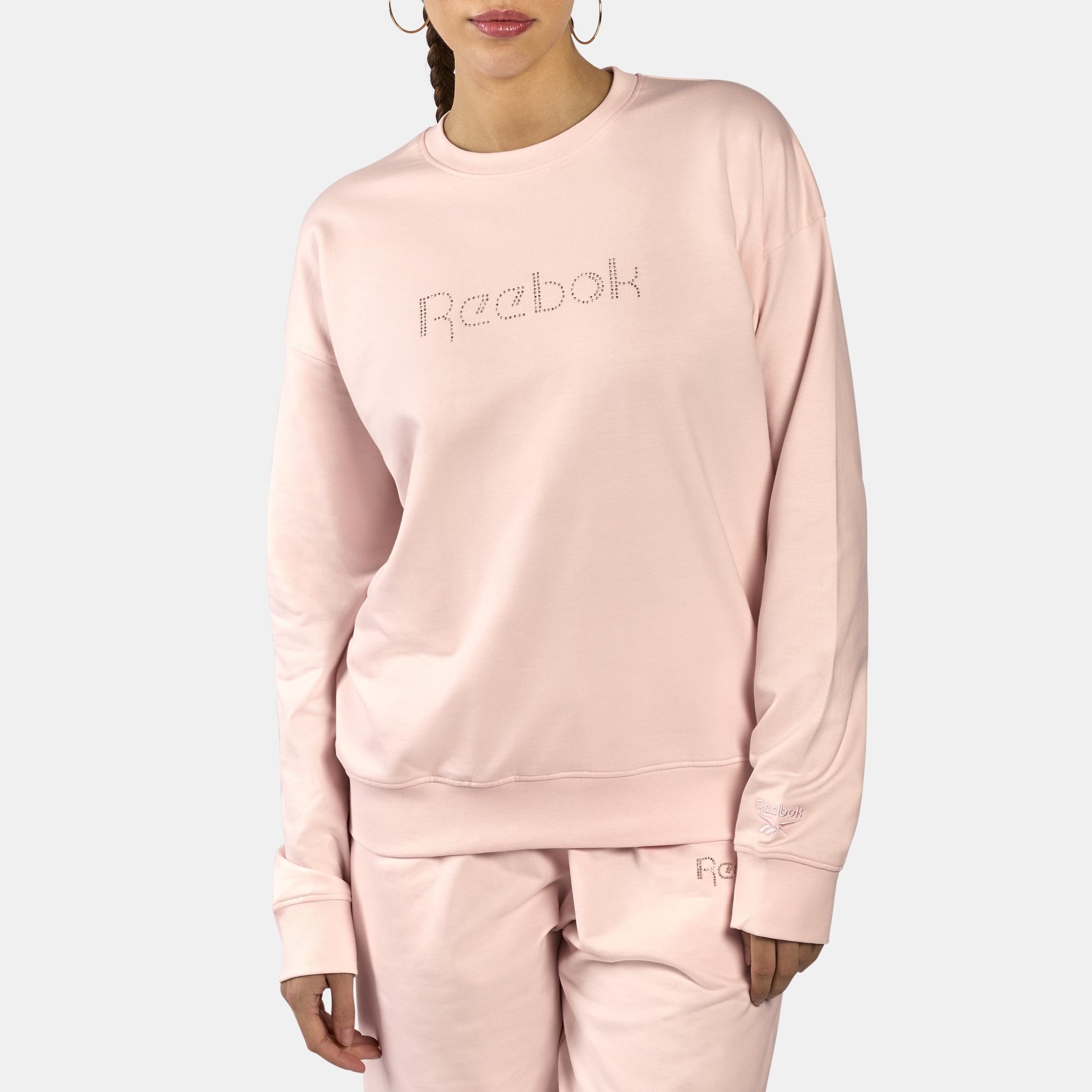 Reebok Studded Logo Crew Sweatshirt Pink