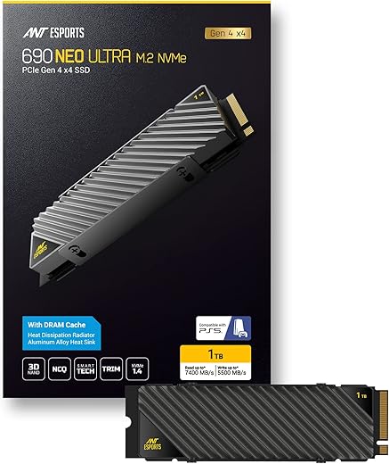 Ant Esports 690 Neo Ultra M.2 NVMe 1TB Internal Solid State Drive/SSD with NVMe PCIe Gen4x4, Compliant with PCI Express 4.0, speeds of Upto…