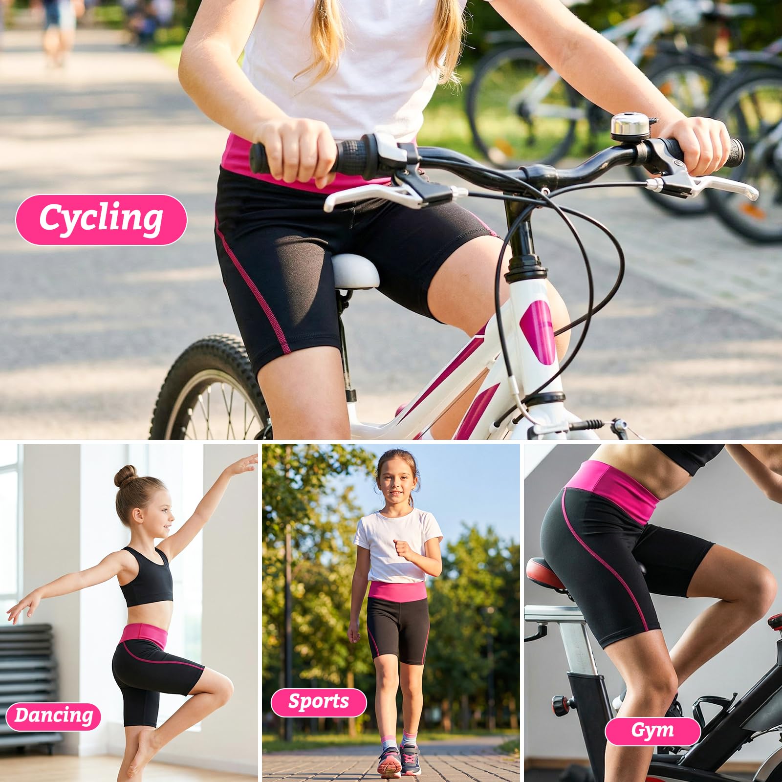 Mädchen Shorts 2er-Pack Sommer Kurze Leggings Kinder Elastische Hohe Taille Radlerhose Atmungsaktiv Sport Kurze Hose Weich Blickdicht Sportshorts Turnhose Sportleggings für 4-13 Jahre