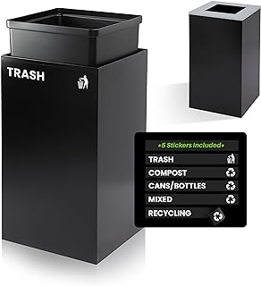 Alpine Commercial Indoor Recycle Bin - 29 Gallon Modern Looking Black Re...