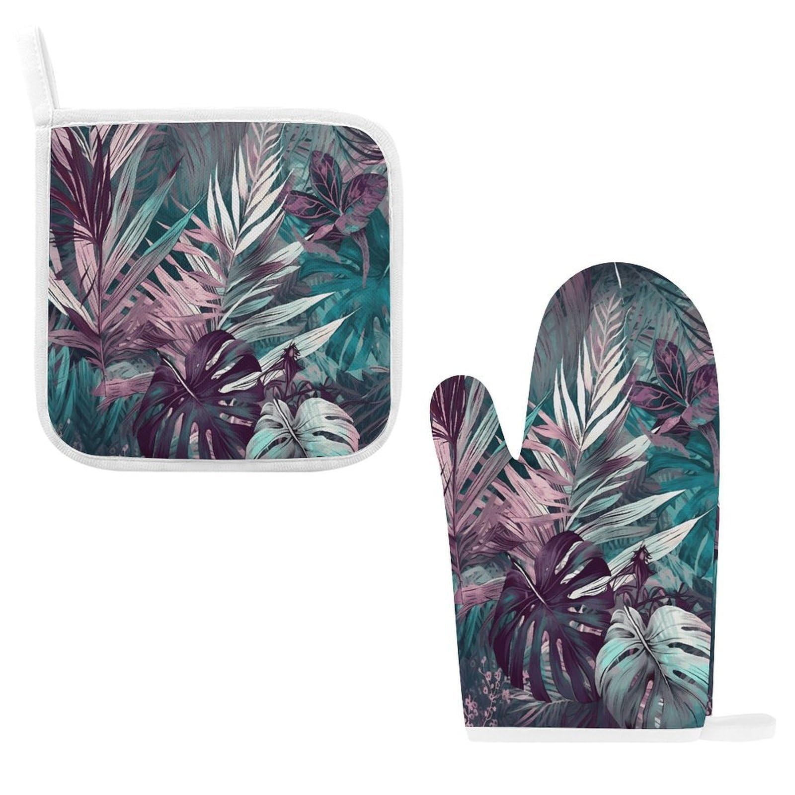 Fodpand Style Palm Leaf Pattern Oven Mitts And Pot Holders Sets