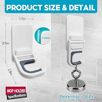 Broom Holder Wall Mount, 2 Pack Self Adhesive Mop Organizer Wall Hanging