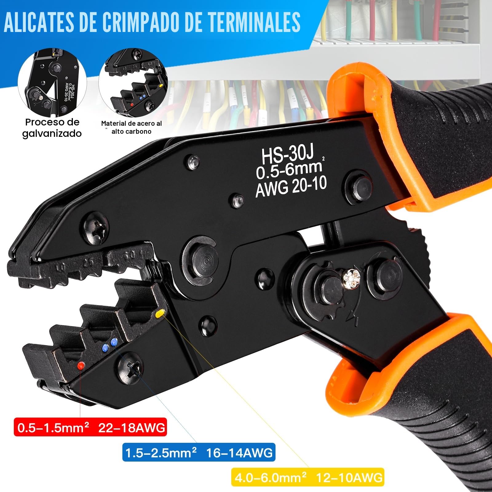 Juego de pinzas para engarzar cables,Set Alicates Terminales Electricos,Crimpadora Terminales electricos,Alicates de Terminales con 18 tipos 350PCS 0.5-6 mm² Conectores De Crimpado Aislados