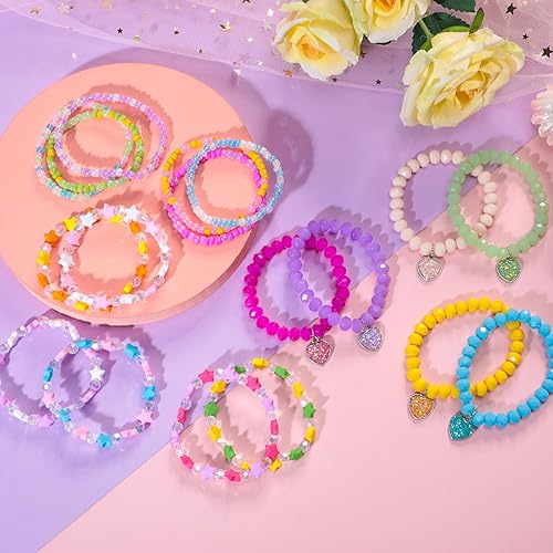 Miniatura 5 de pinksheep niña pulsera adolescentes niños Little Girl Multicolor juego de pulsera abalorio de vidrio valor