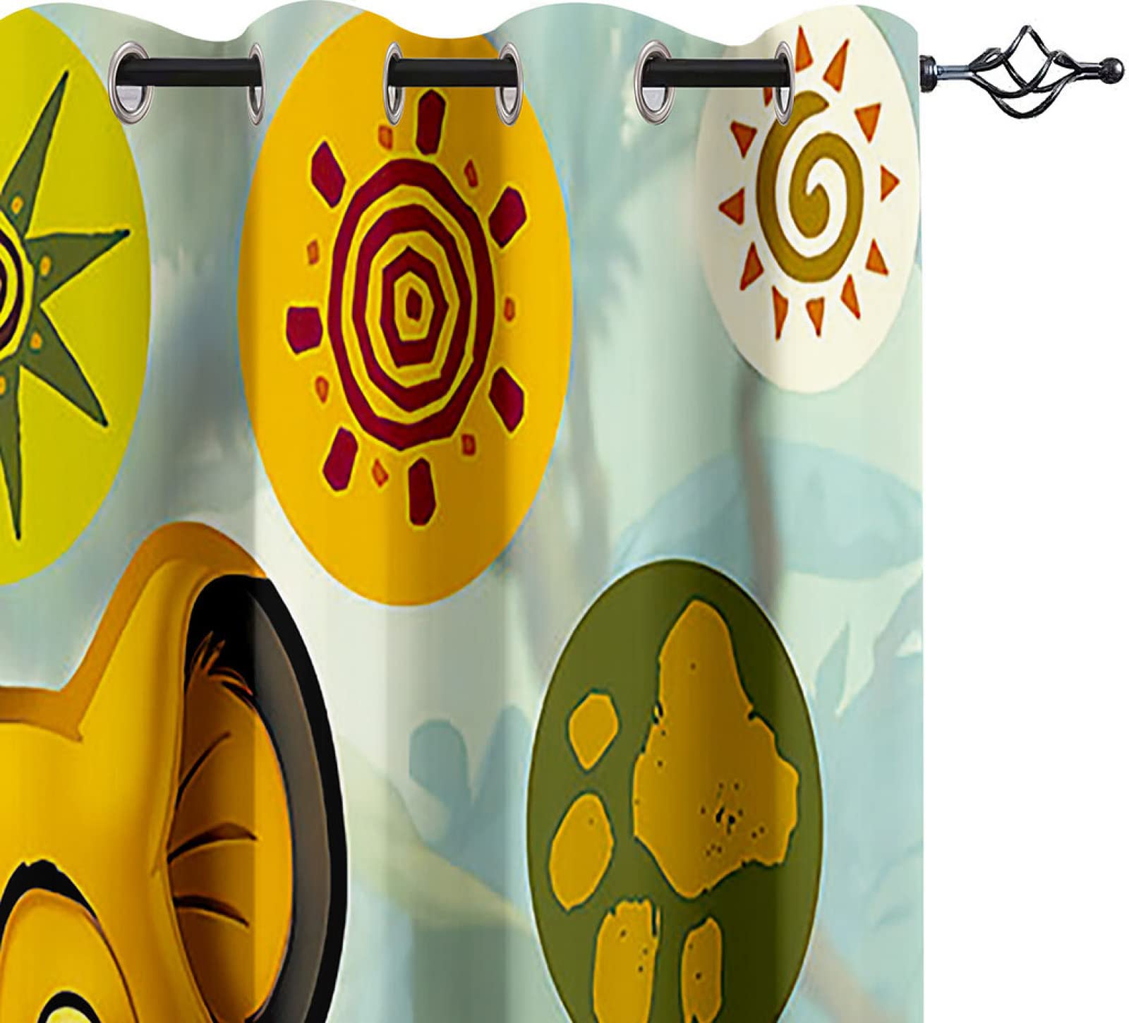 Rideaux Teintés Chambre Enfants 140X160cm Dessin Animé Mignon Petit Lion Économie D'énergie Réduire Le Bruit Thermique Rideaux Isolants Moderne Chambre Enfants