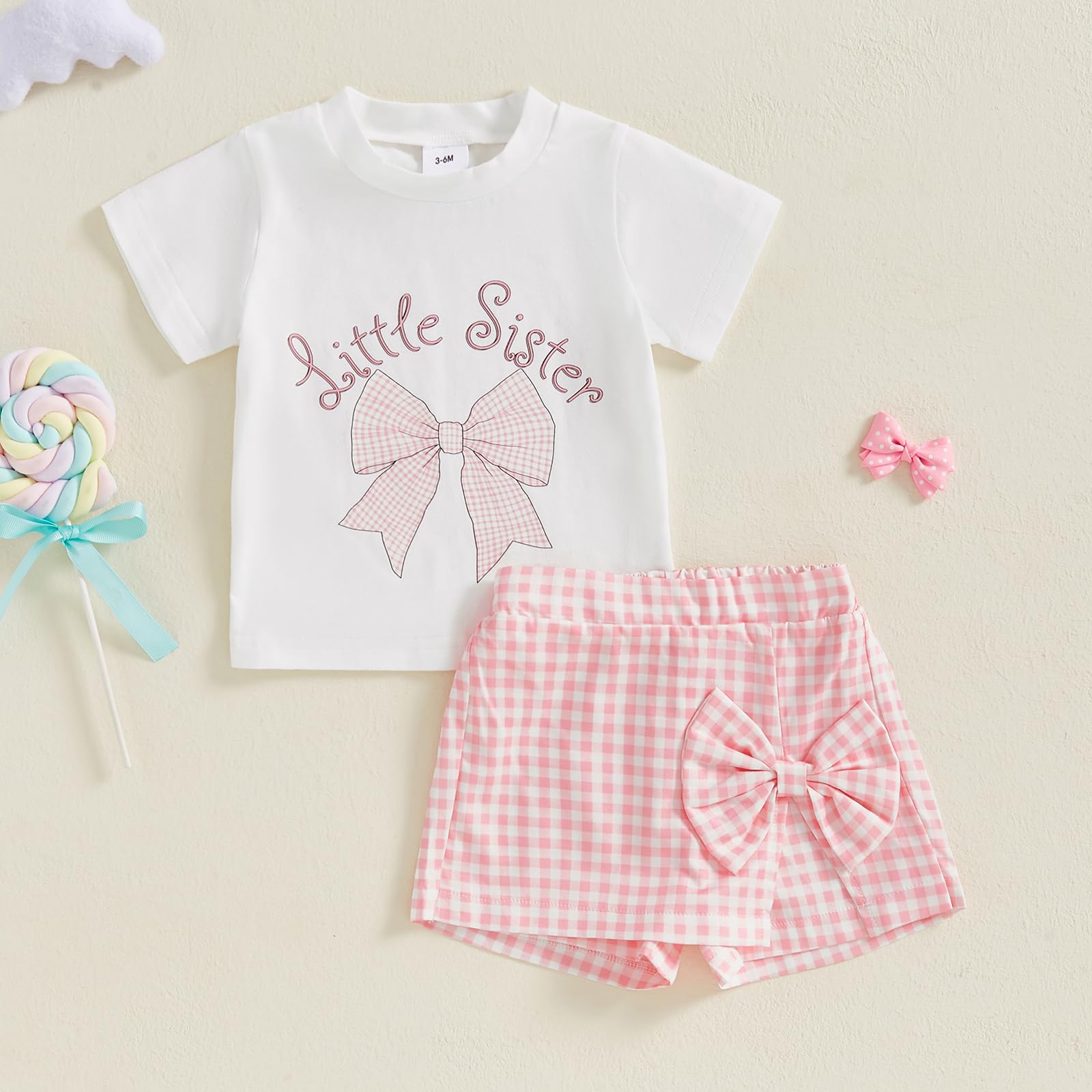 Gaono Toddler Girl Summer Clothes Baby 2Piece Skirt Set Short Sleeve Bow Print T-shirt Tops Bowknot Mini Skirt Cute Outfit (A-White, 12-18 Months)