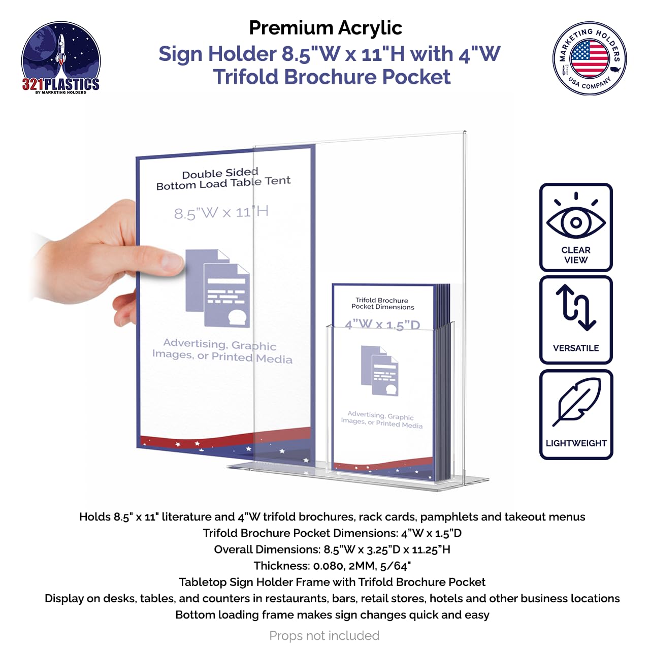 Marketing Holders 4 Pack Acrylic Sign Holder for 8.5