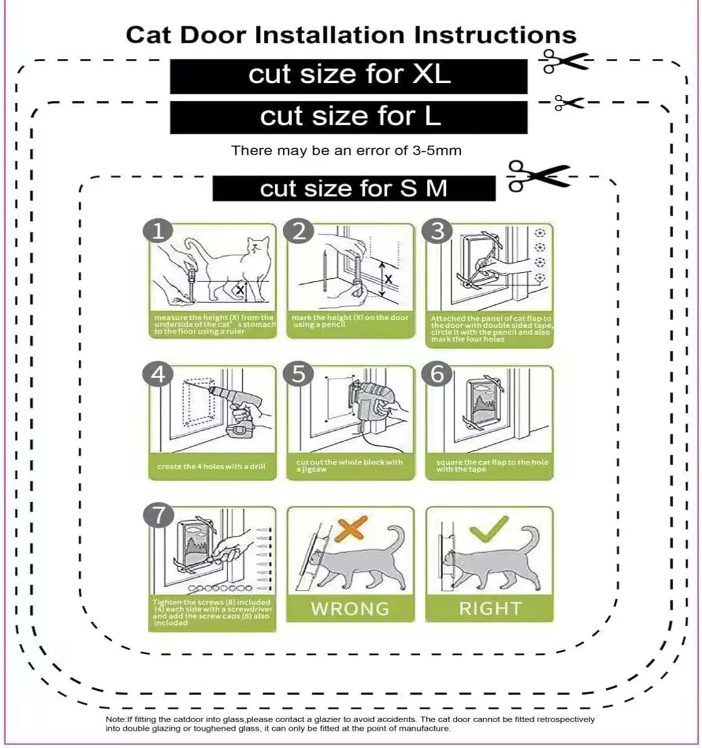 Puerta para gatos, 4 vías con bloqueo, puerta para mascotas, puerta para animales (Marrón, L)