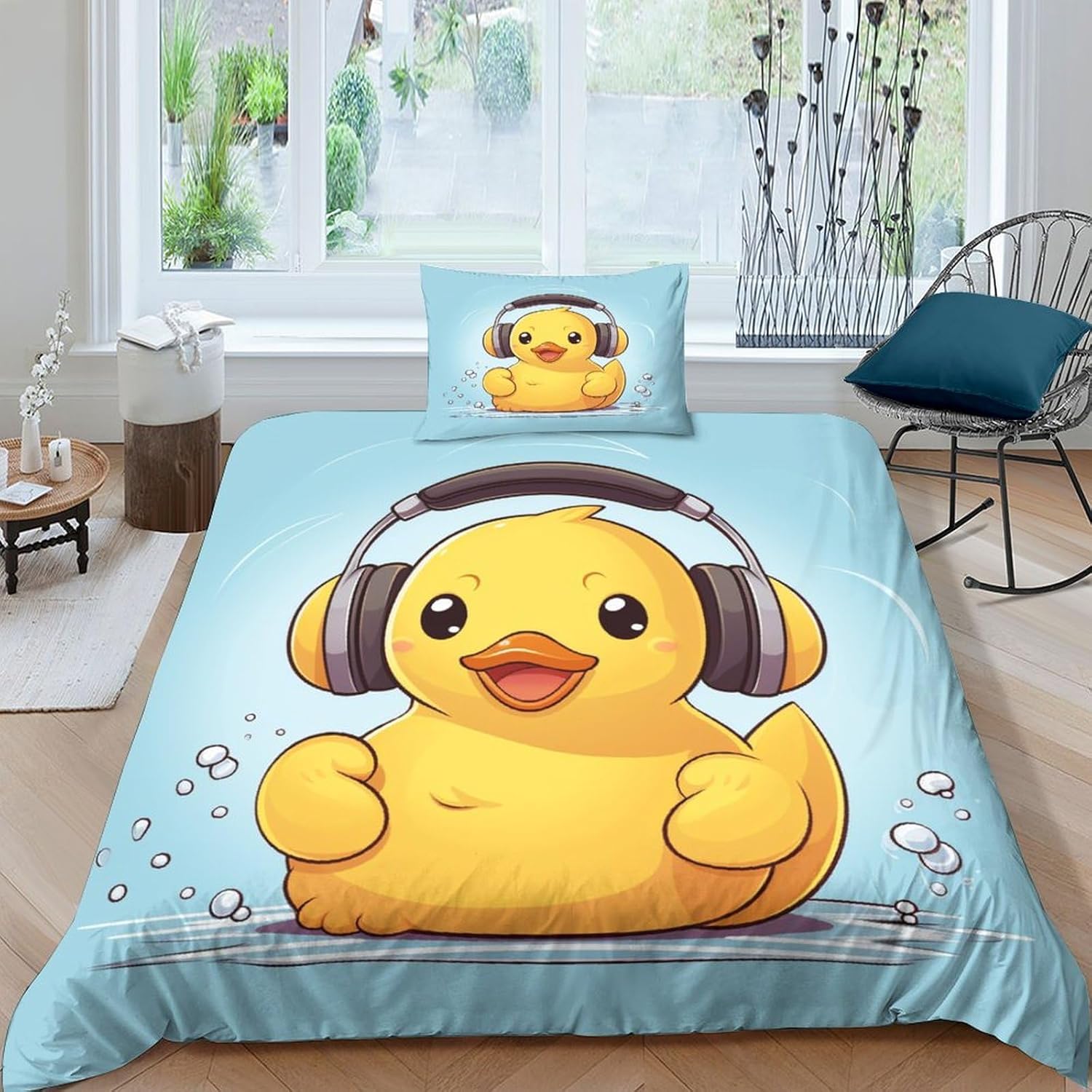 Cartoon Duck Bed Linen Set, Soft Microfibre Duvet Cover, Pillowcase for