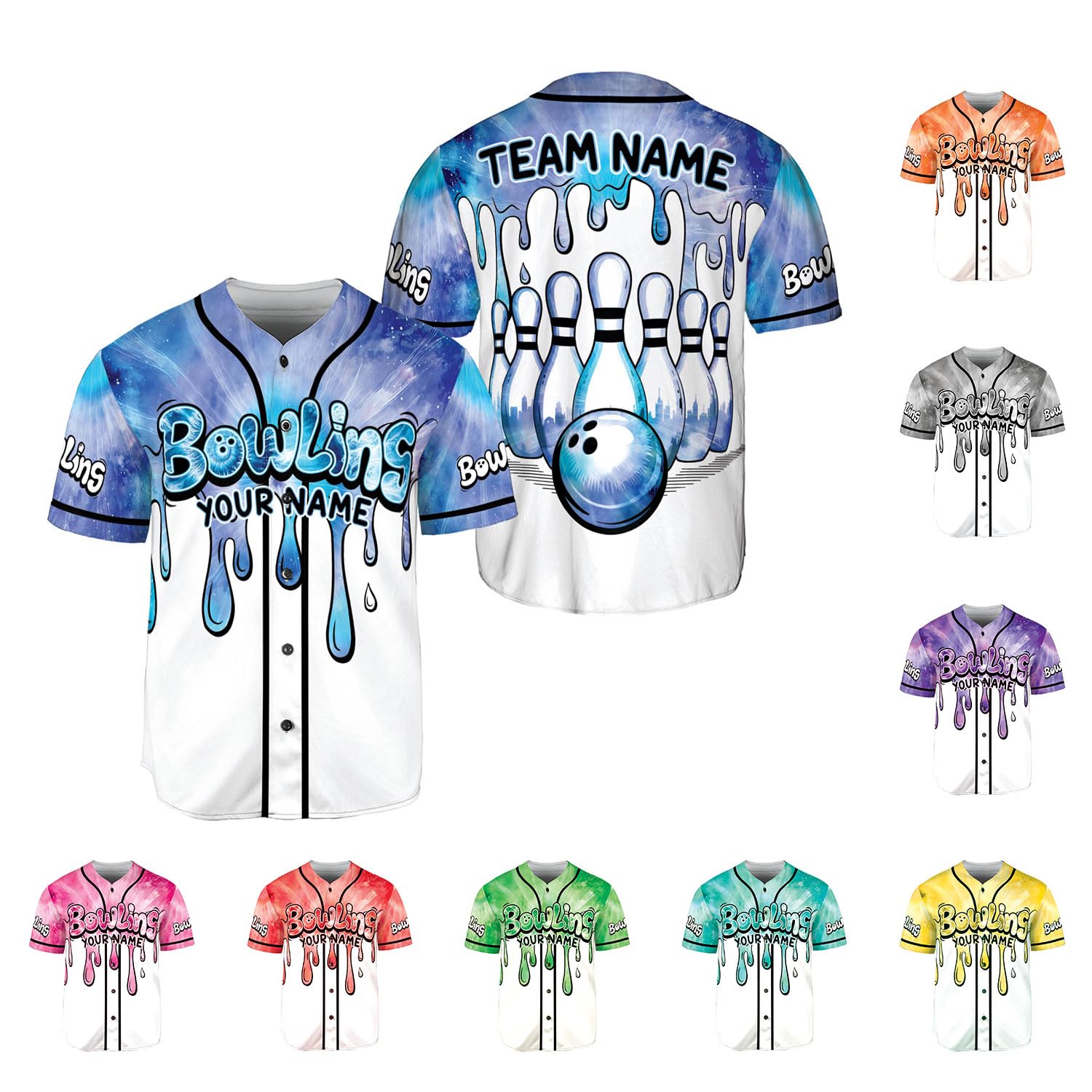 LigtHuy Personalized Bowling Baseball Jersey, Custom Name & Team Bowling Shirt, Uniform for Bowling Team, Bowling Lover (US, Alpha, Small, 5X-Large, Regular, Regular, Multi 20)