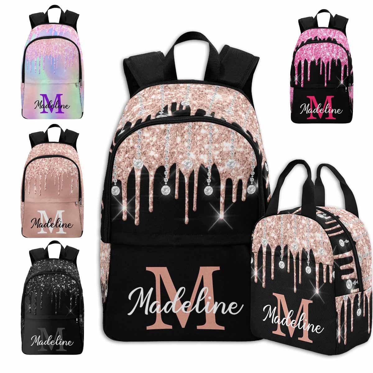 MyPhotoPrint Personalized Casual Unisex School Bags Backpack Ice-Cream Colorful Magical College Shoulders Backpacks with Name