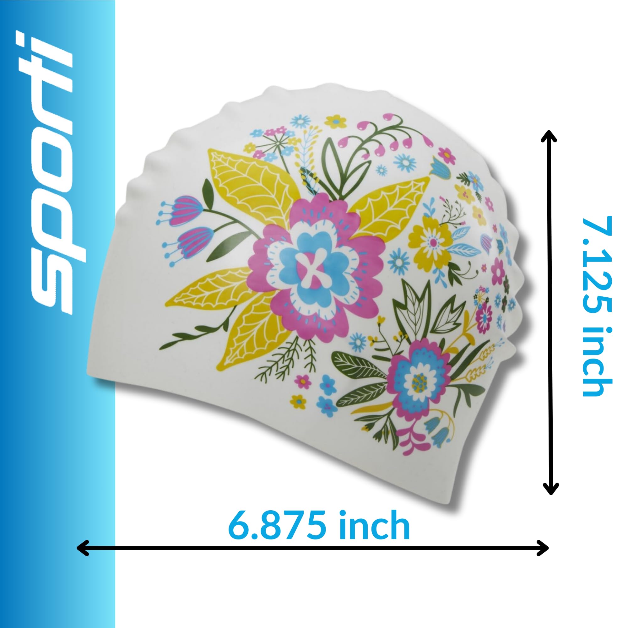 Sporti Garden Long Hair - Gorro de natación (silicona), color blanco