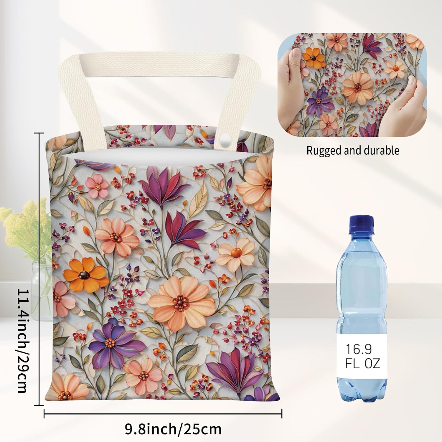 Car Garbage Can, Seat Back Hanging Cute Car Trash Can Bag, Car Organizer and Storage Bag for Travelling, Outdoor Colorful Flower Mix image 4