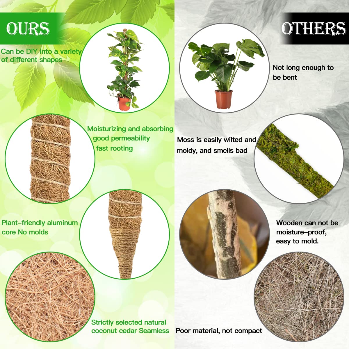 2 Bastoni Piante Muschio 64 Cm - Supporto Rampicanti Con Accessori - Foto 11