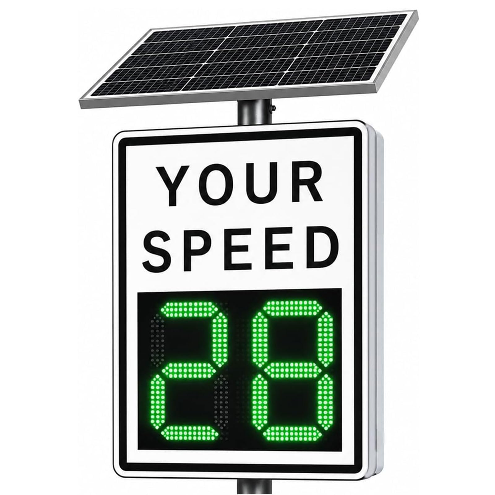 Detector de Velocidad Solar, Señal Digital de Radar LED, IP65 Resistente al Agua, Límite Ajustable, Pantalla de Velocidad de 2 dígitos, para Zonas Urbanas y Seguridad Vial Blanco