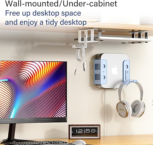 Miniatura 3 de BYMECOST Soporte de almacenamiento para portátil debajo del escritorio, soporte de metal para dispositivos de hasta 1.37 pulgadas de grosor,