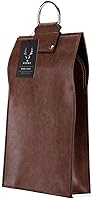 Vista 5 de Viski Bolsa de vino de cuero, bolsa de regalo de vino de piel sintética, cierre a presión, mango de acero inoxidable, capacidad para 2 botellas