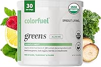 Vista 1 de Colorfuel Organic Greens - Mezcla de polvo para bebidas con 30 superalimentos + adaptógenos, apoyo digestivo con prebióticos + espirulina, clorella