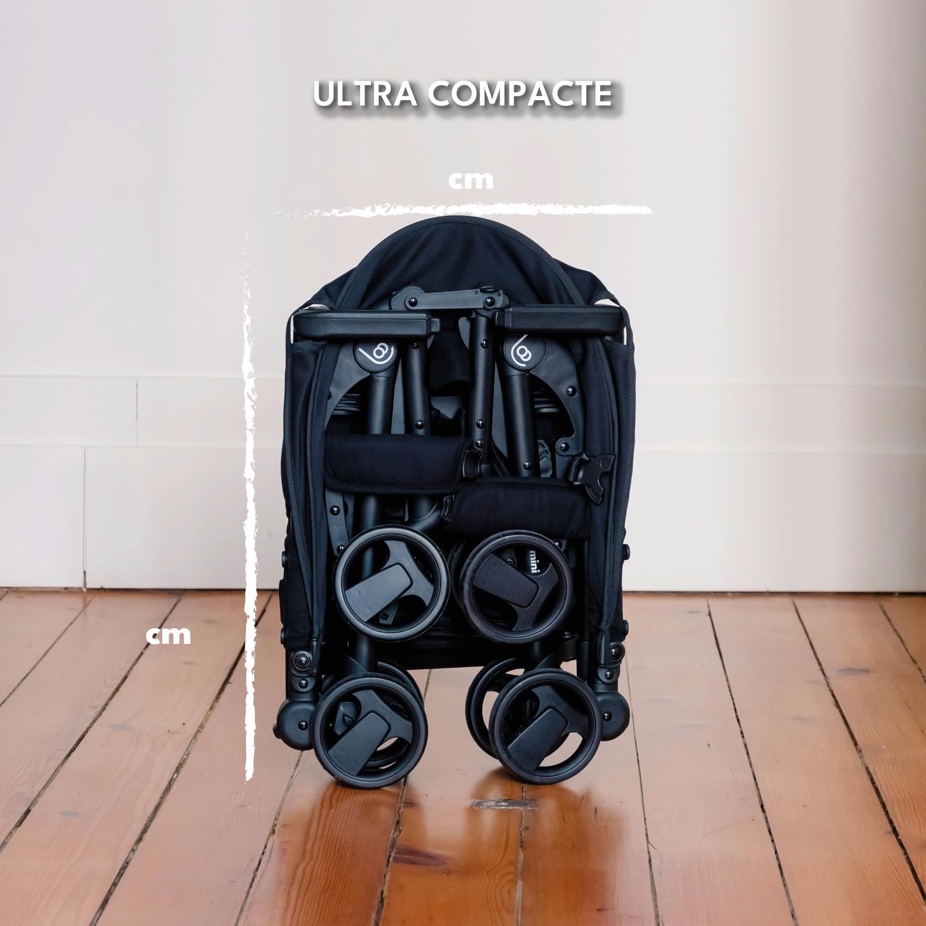 Looping Squizz mini - Poussette Citadine Naissance - Pliage rapide ultra compact, Sac de Transport, Canopy | Black