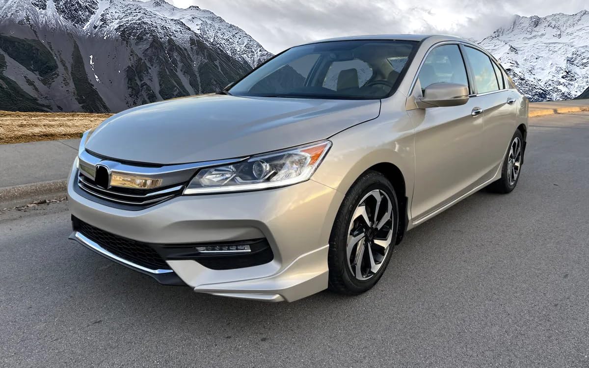 Front Lip Splitters Compatible with 2016-2017 Honda Accord Sedan, HFP Style Unpainted Black PU Polyurethane Front Bumper Lip Spoiler by IKON MOTORSPORTS