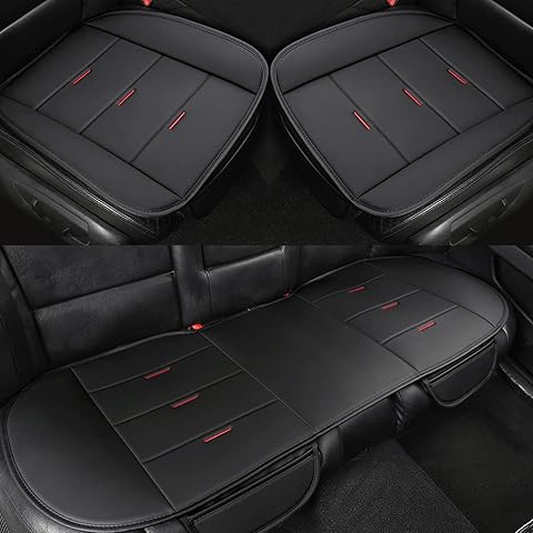 West Llama Bottom Seat Covers, Include 1 Pair Front Seat Protector and 1 Rear Seat Cover, Universal PU Leather Seat Covers for 90% Cars (Black)
