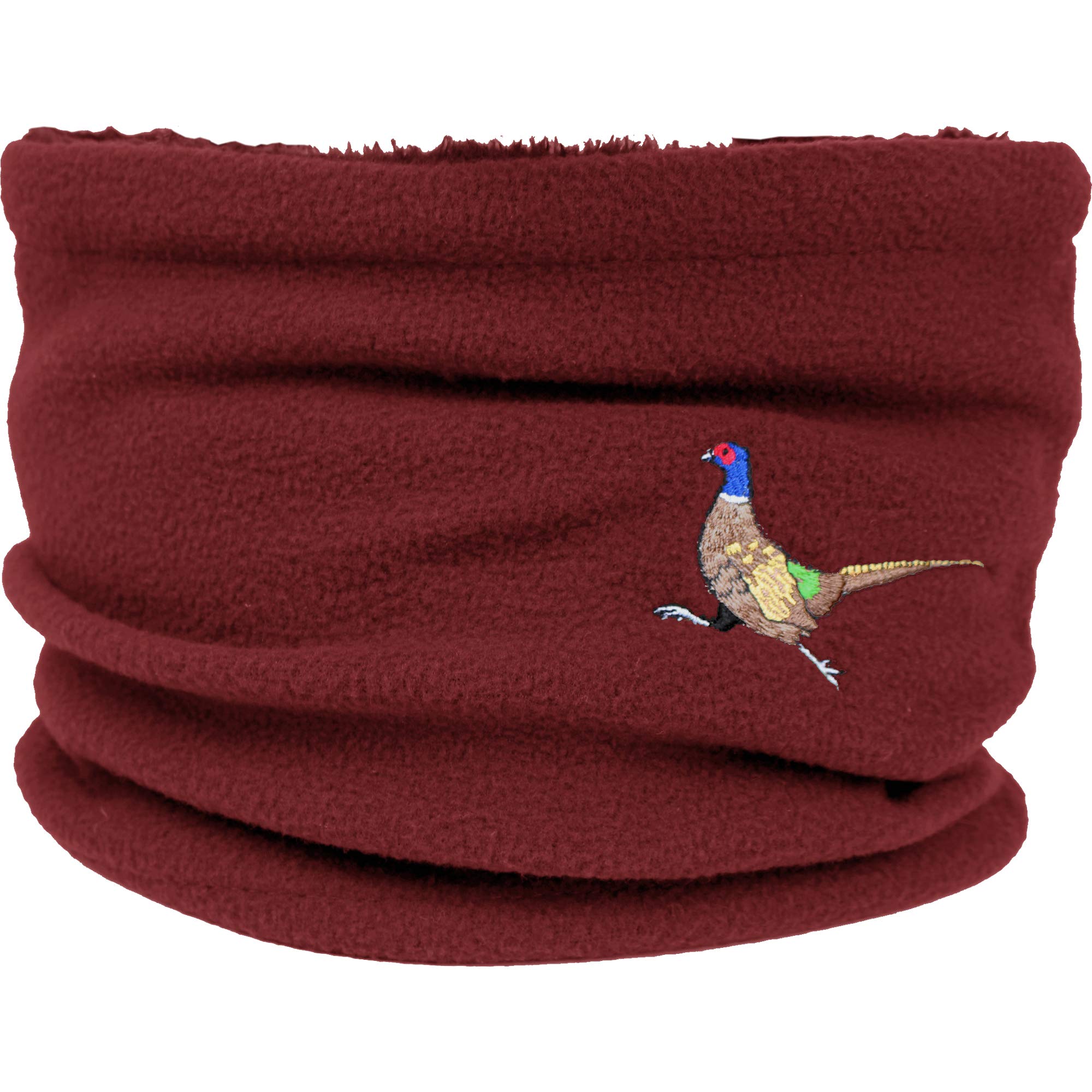 TeddyTs Women's Embroidered Pheasant Fleece Snood Scarf (Red)
