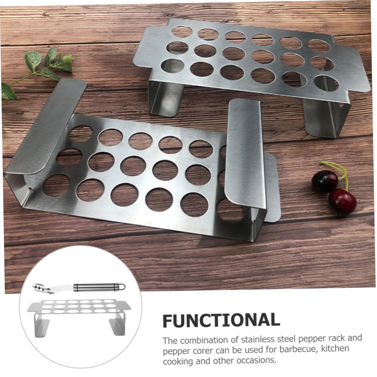 Soporte con Acero de Pimienta Parrilla Inoxidable para Descorazonador Herramienta Multifuncional Barbacoa y Cocina, Adecuado para Muslos de Pollo