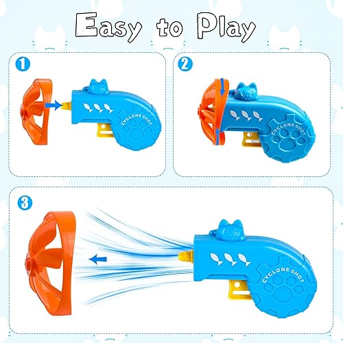 Miniatura 6 de KIMOBER 17 piezas de juguete de búsqueda de gatos, juguetes interactivos de seguimiento para gatitos con 15 hélices voladoras coloridas para