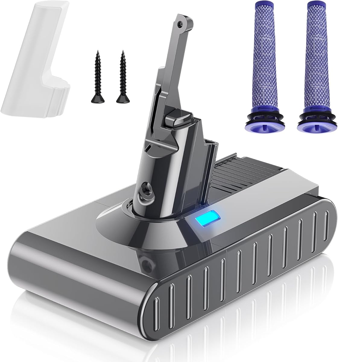 Upgraded 21.6V 7000mAh Replacement for Dyson V8 Battery 215681 967834-05 Compatible with Dyson V8 SV10 Absolute/Animal/Motorhea/Fluffy Carbon Fiber SV10 Cord-Free Handheld Vacuum Li-ion,Filters