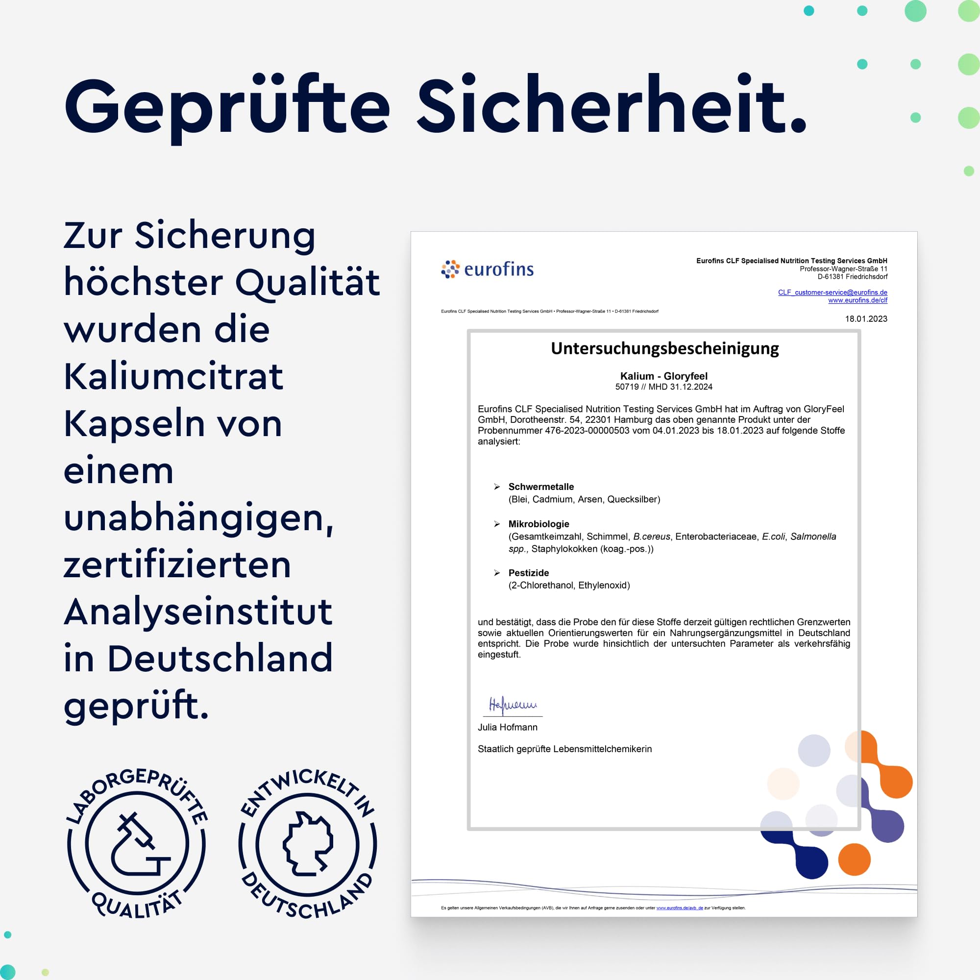 Kalium 270 Kapseln (+4 Monate) - 800mg elementares Kaliumcitrat hochdosiert - für Blutdruck, Muskelfunktion und Nervensystem * - vegan, laborgeprüft & ohne Zusätze - in Deutschland entwickelt