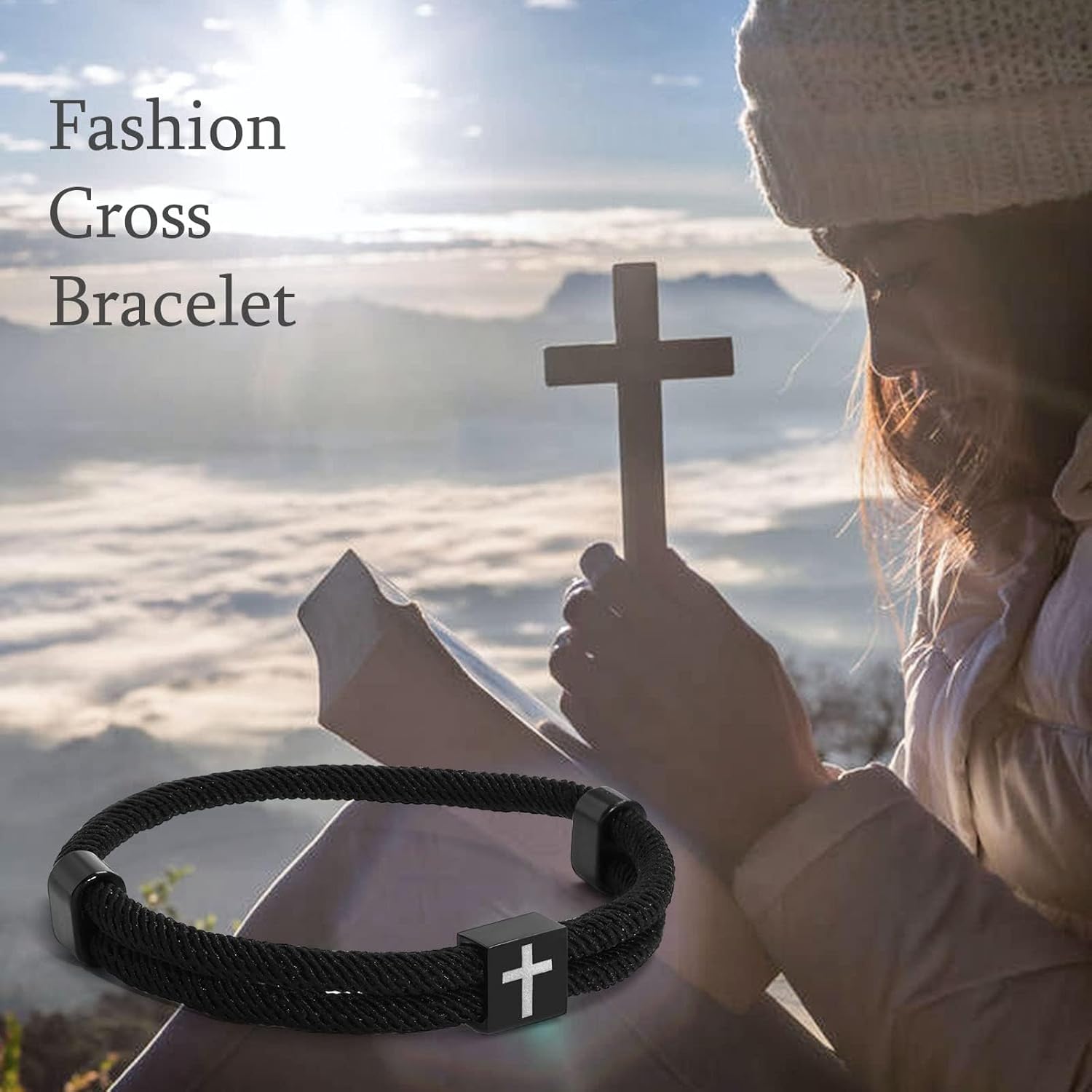 TempBeau Braided Men Rope Cross Bracelet - Adjustable Tree of Life Cord Surfing Bracelet, Handmade Nautical Navy Marine String Bracelet with Metal Knot, Easter Women Bracelets Gifts - Image 9