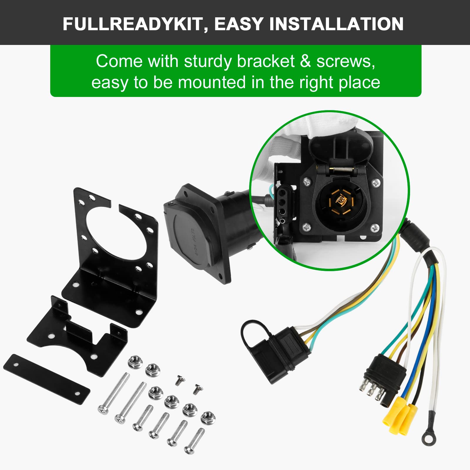 Snapklik.com : 4 Pin To 7 Pin Trailer Adapter, Dual Output 4-Way Flat