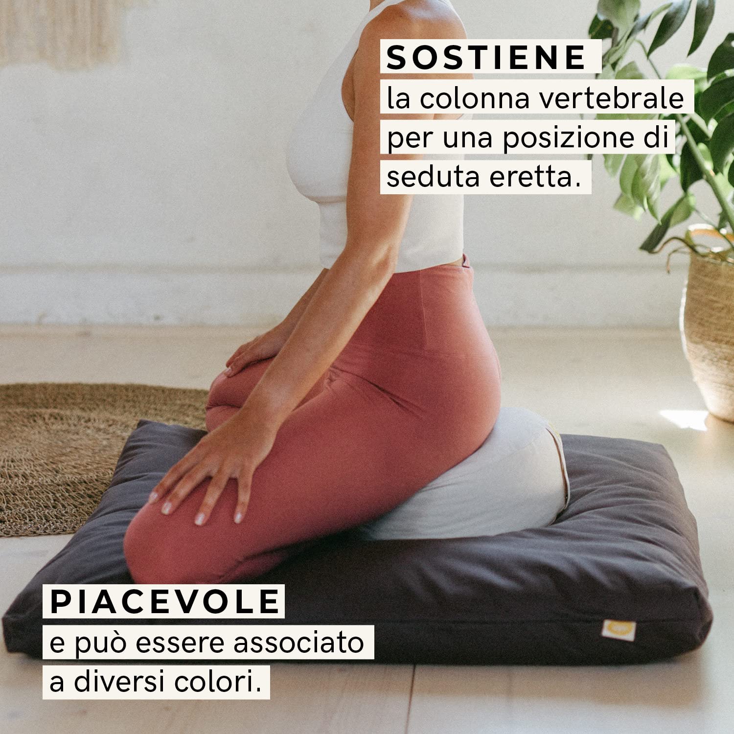 LOTUSCRAFTS Cuscino da meditazione, altezza seduta 15 cm, modello Lotus rotondo, cuscino da yoga, cuscino yoga, fodera in cotone lavabile, imbottitura in farro, certificato GOTS, logo ricamato