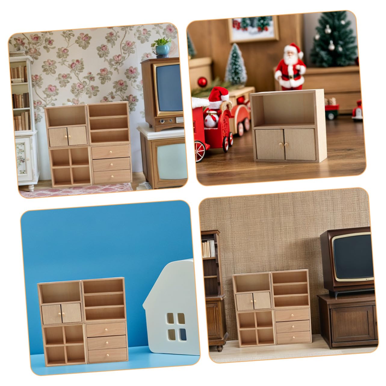 Estantería de Casa de Muñecas de Madera Beige 4 Piezas