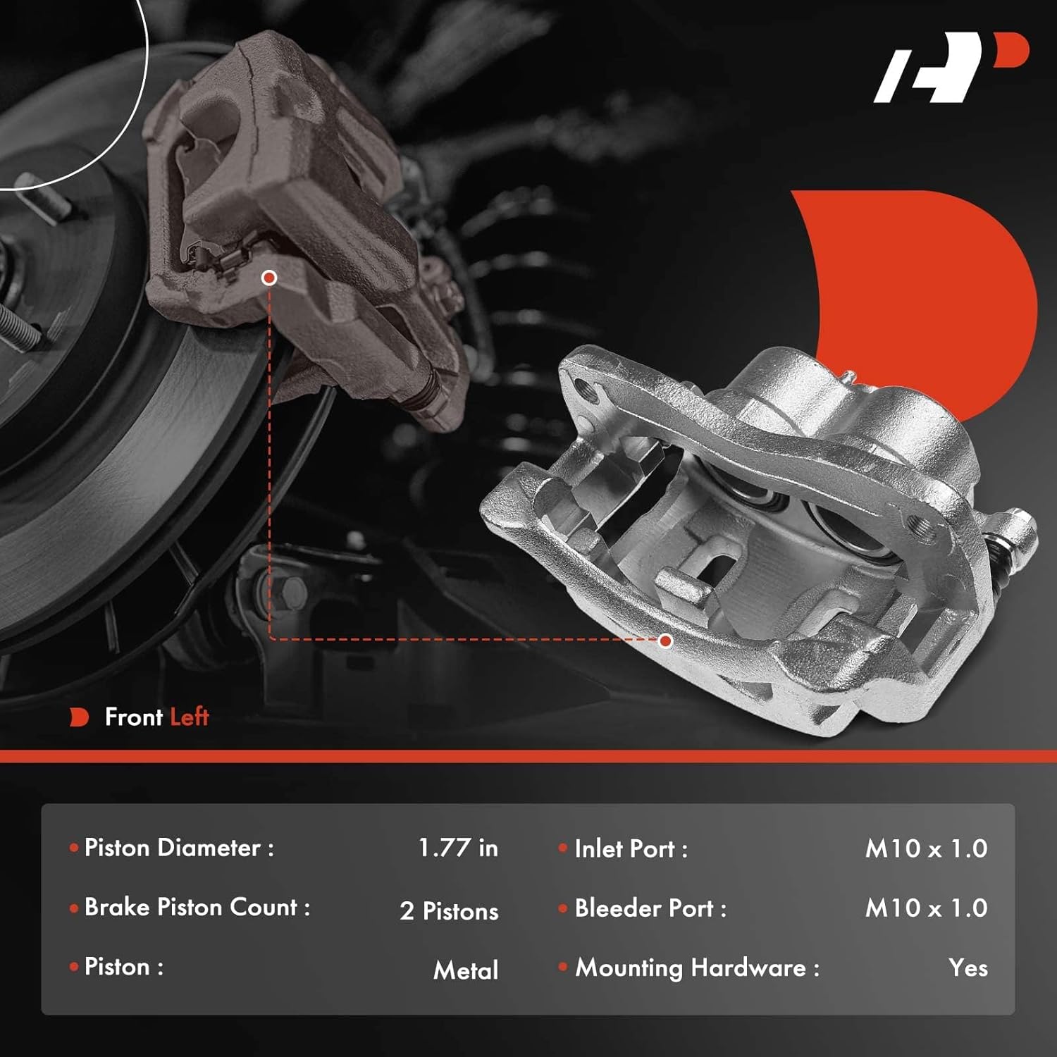 A-Premium Disc Brake Caliper Assembly with Bracket Compatible with Select Kia Models - Sedona 2004 2005, V6 3.5L - Front Left Driver Side