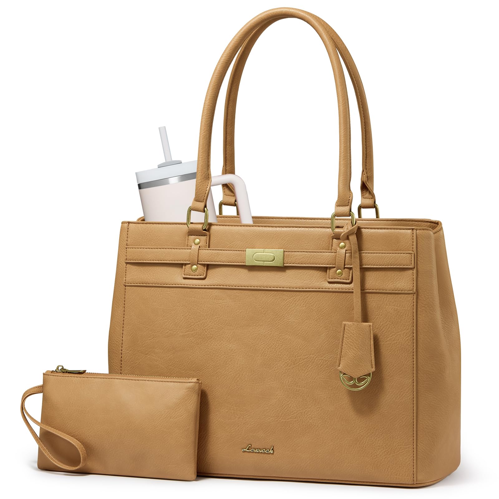 LOVEVOOK Laptop Tote Bag for Women, 15.6 Inch Waterproof Leather Work Computer Bag, Large Business Office Briefcase Shoulder Handbag Purse Gifts for Women