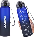 GEMFUL 32oz Bouteille d'eau de sport avec échelle Tritan Sport Jug (Vert/Noir) BPA Gratuit, grande capacité