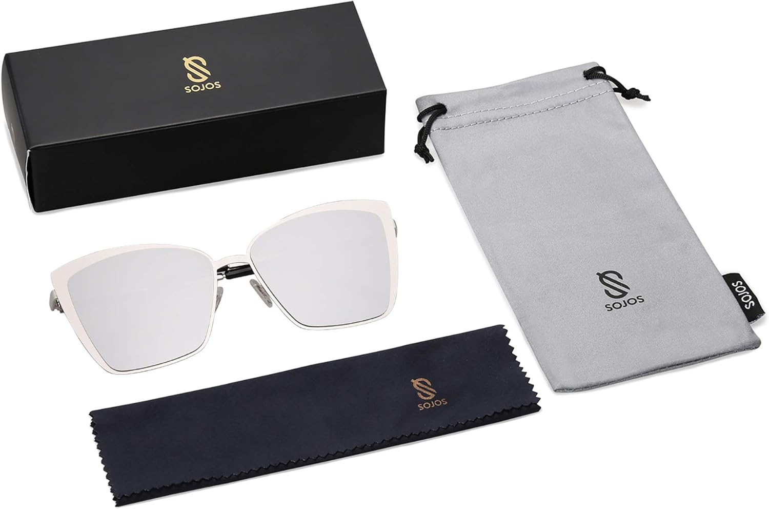 SOJOS Cateye Sunglasses for Women Fashion Mirrored Lens Metal Frame SJ1086 - Image 4