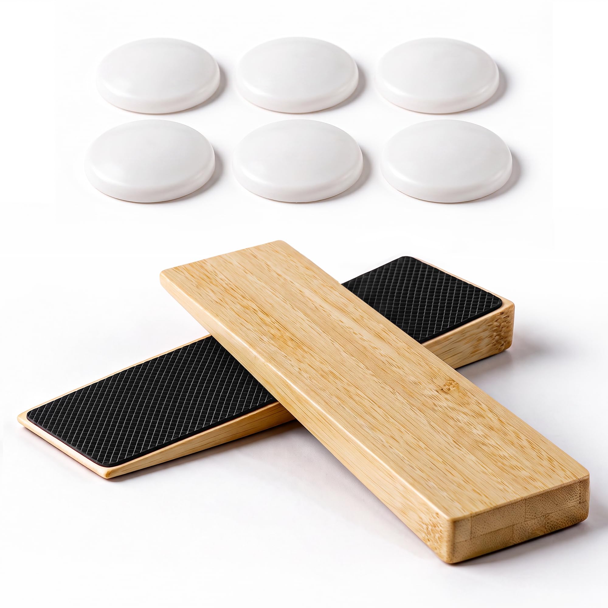 Bamboo Door Stop - Door Stoppers for Floor - Wooden Wedge Doorstop Rubber