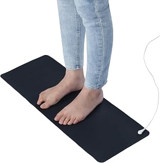Grounding Mat with 15ft Grounding Cord, Conductive Earth Mat Grounding Pad, Earth Connected Therapy, Universal Grounding Mat for Sleep, Pain, Inflammation, Energy, 10 x 26.7"