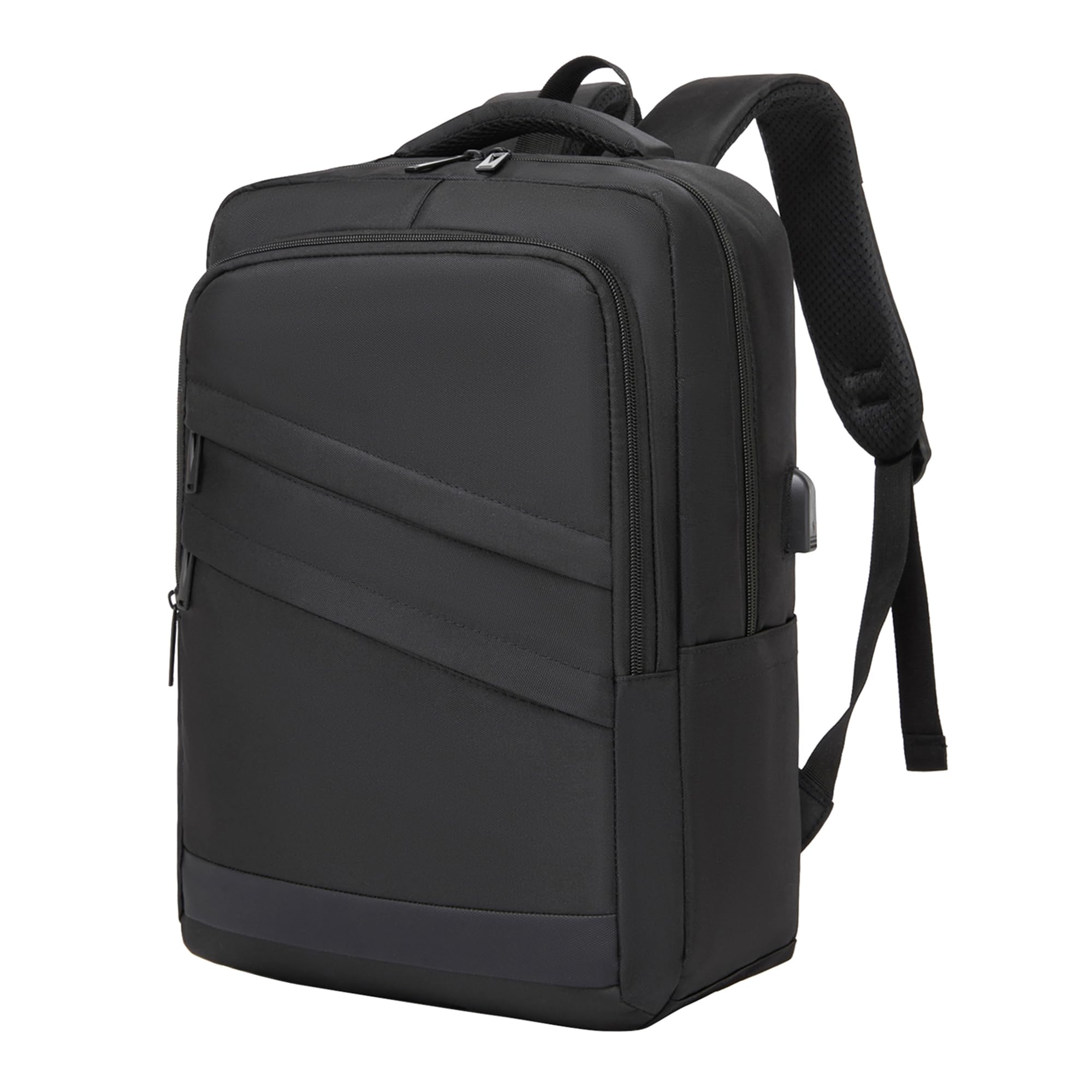 Sac à Dos Ordinateur 15,6 Pouces Homme Femme, Léger avec Port USB, Sac a Dos de Travail pour Voyage, Bureau, Université, Quotidien (Noir)