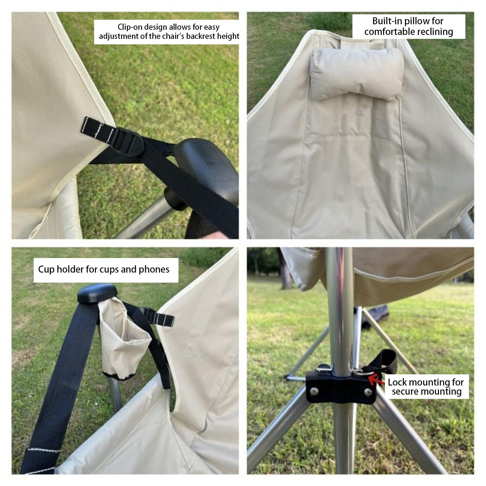 Chaise de Camping Portable Pliable Anti-Dérapant À Charge Portante 140 kg | Chaise Longue Pour La Plage Pour L'Extérieur La Pêche Le Pique-Nique La Terrasse La Pelouse Le Jardin La