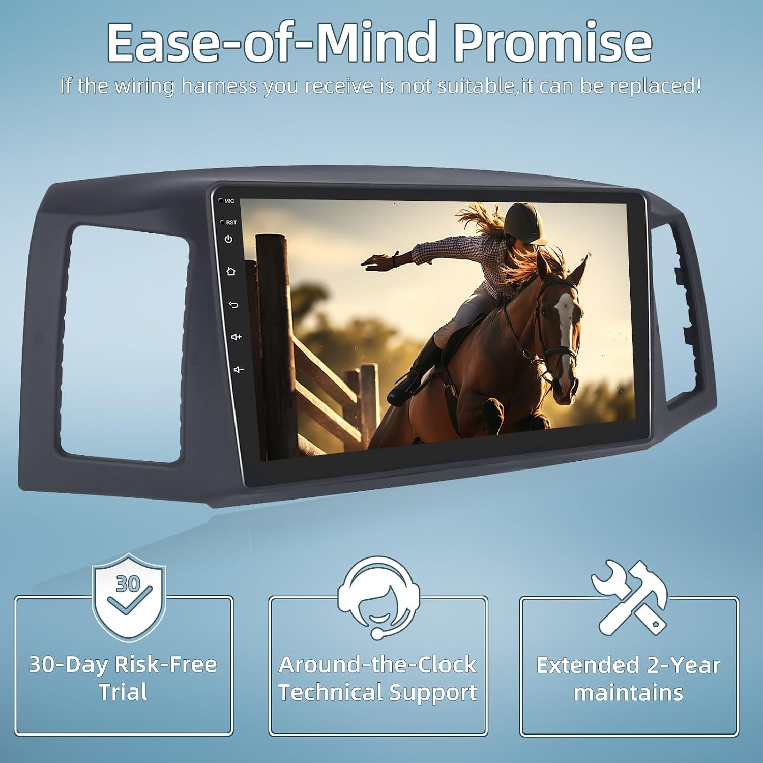 2+64G Android 13 Car Stereo for Jeep Grand Cherokee 2004-2007 - 10.1 Inch HD IPS Touch Screen Radio - Wireless Carplay & Android Auto/DSP/WiFi/GPS/Mirror Link + AHD Rear View Camera & Micron