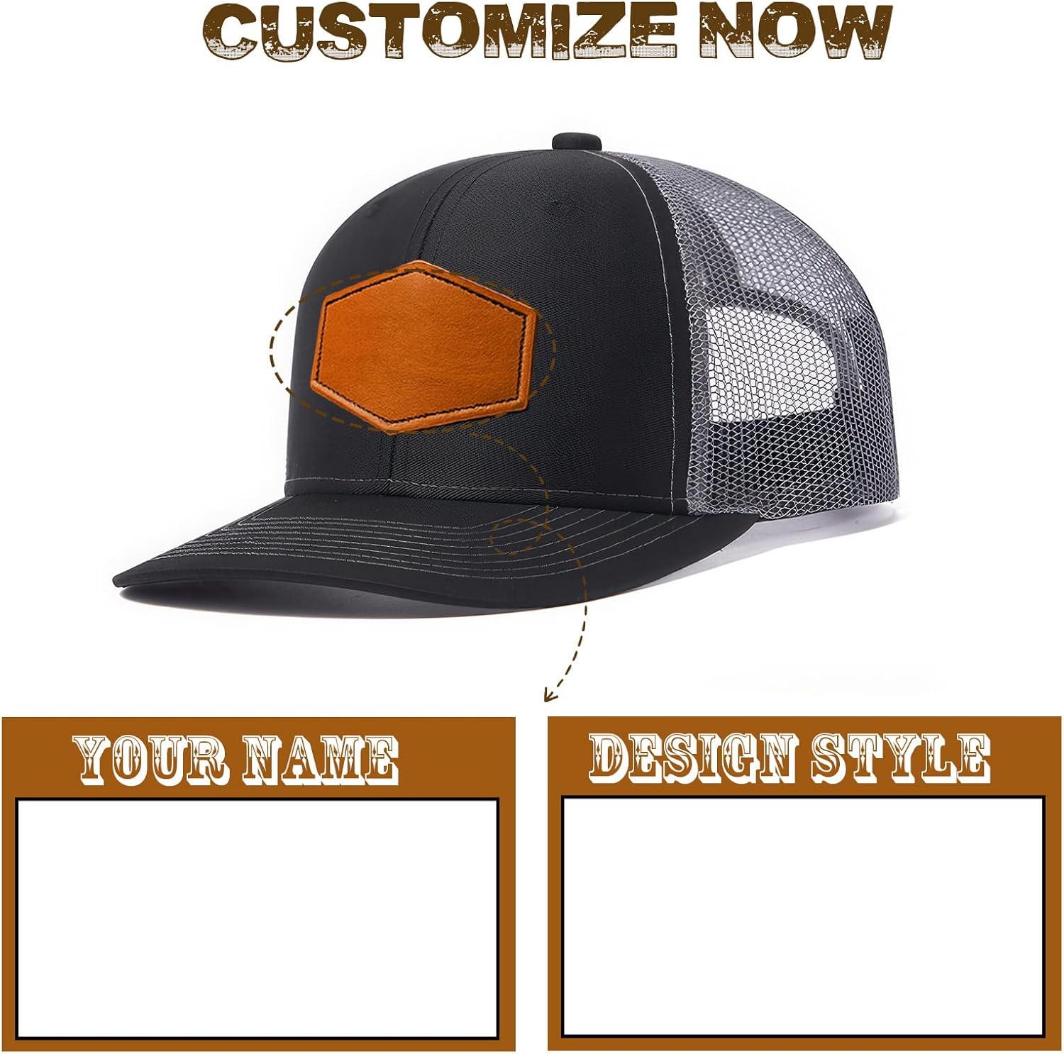 Custom Hats for Men Women Personalized Baseball Caps Leather Patch Trucker Hat for Adult Adjustable Custom Hats - Image 9