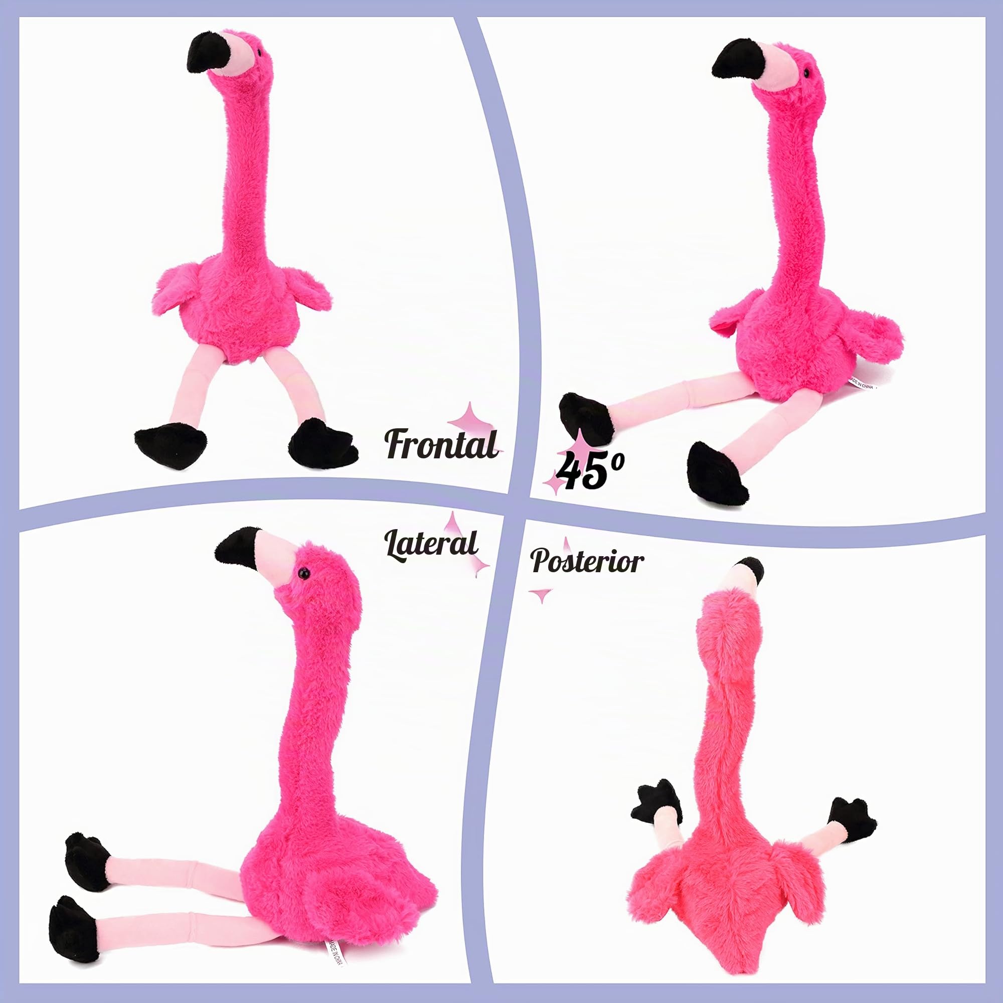 Hopearl Flamenco Hablando Repite lo Que Dices Juguete eléctrico Interactivo Animado Peluche Amigo Regalo para niños pequeños Cumpleaños Festival Vacaciones Rosa 33 cm