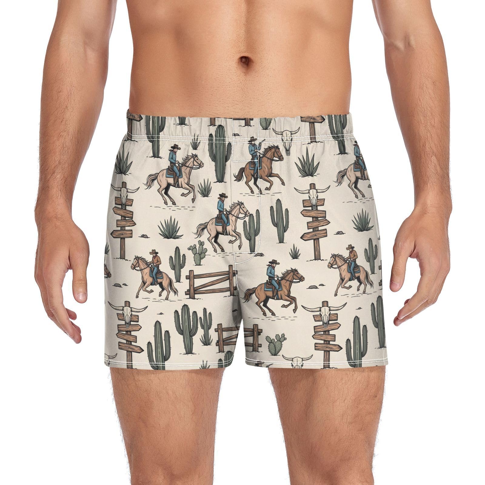 Men's Boxer Shorts Cotton Loose Underwear with Button Fly