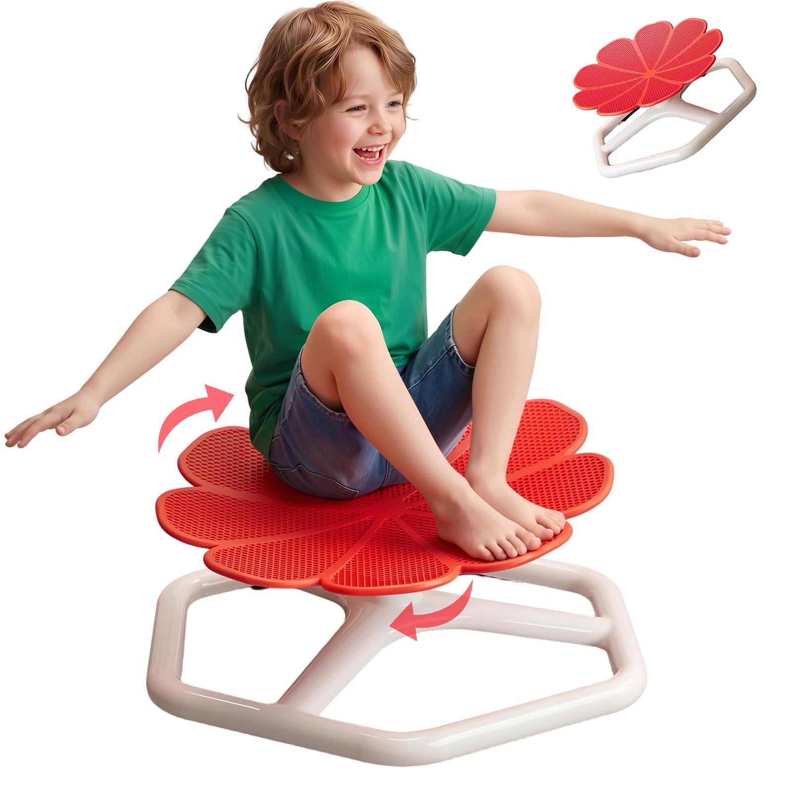 Sensorischer Drehstuhl für Kinder, Drehstuhl für Kinder mit Autismus, Fördert die Körperliche Koordination und Das Gleichgewicht, Sensorisches Spielzeug für Jungen und Mädchen mit Autismus, Rot