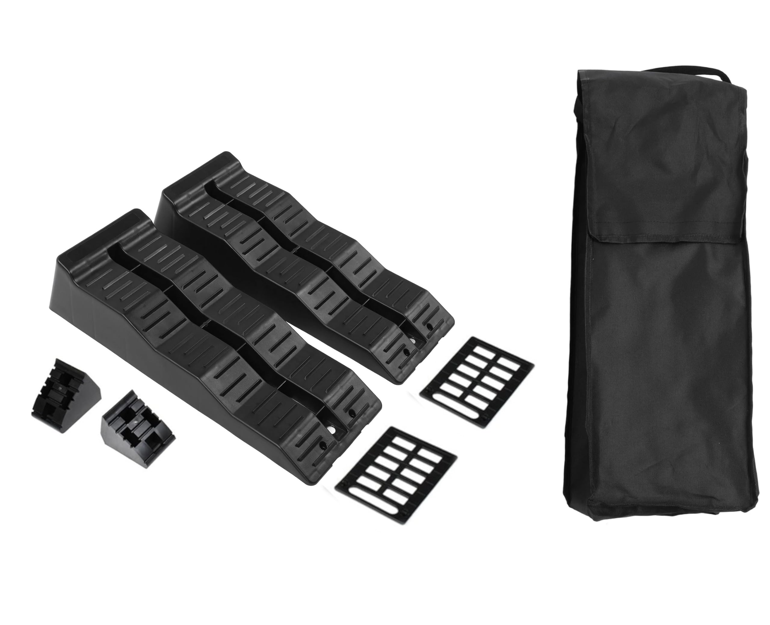 Lote de 2 rampa de elevación de plástico HDPE para automóviles con protección contra sobrevuelos, 61 x 21 x 12 cm, 2500 kg, 2,5 toneladas, Rampa de acceso para coche