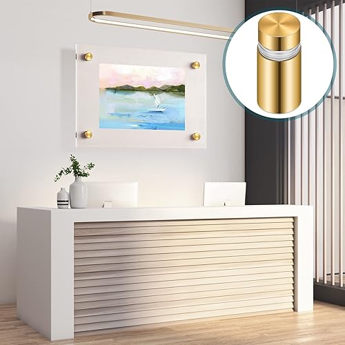 Miniatura 5 de Ferraycle 8 juegos de tornillos de separación de acero inoxidable para publicidad, montaje de metal para colgar marcos de fotos acrílicos (0.47 x