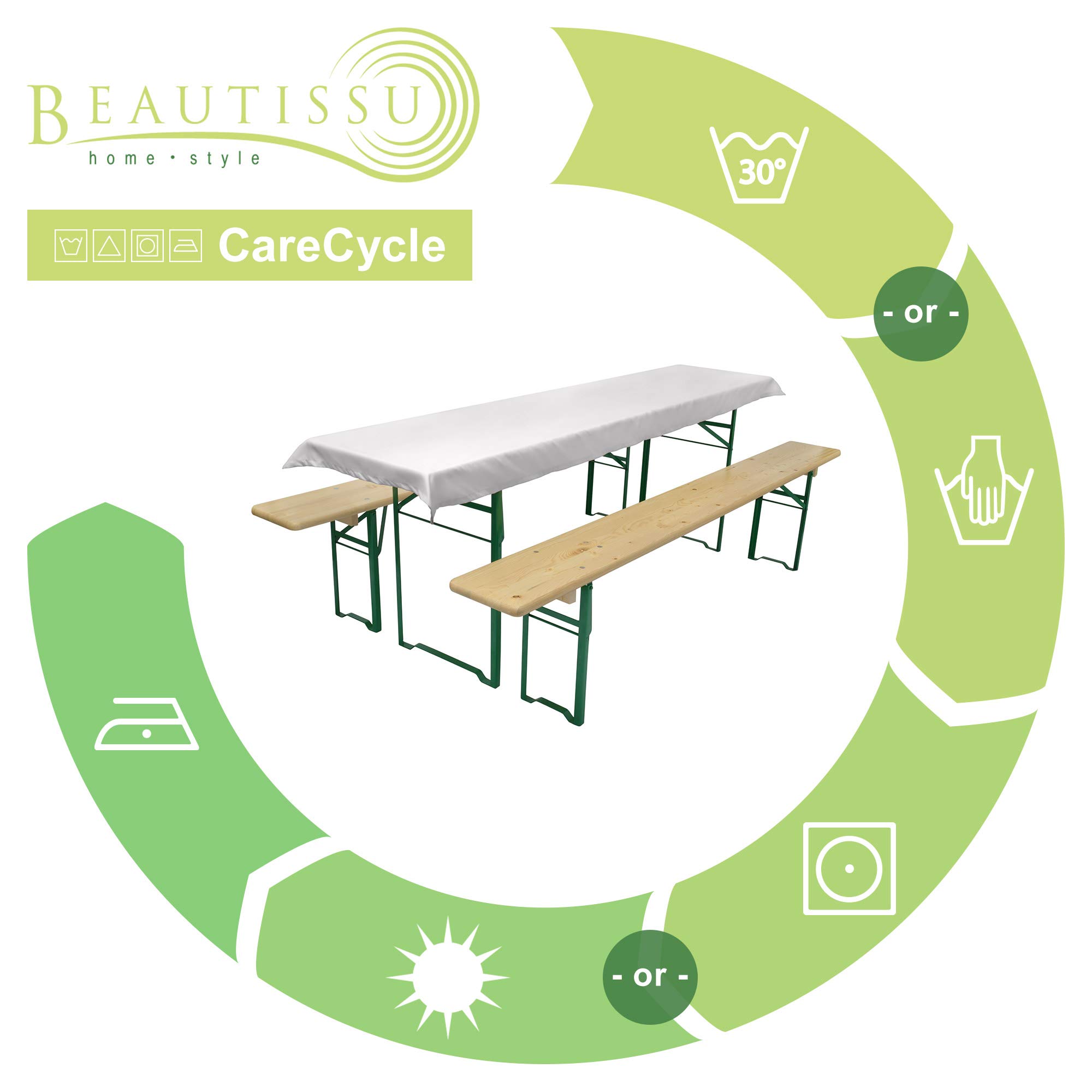 Beautissu Set birreria: 1 tovaglia 240x90cm & 2 Cuscini per panche Comfort XS - per sagre ristorazione ricevimenti Catering - Antracite